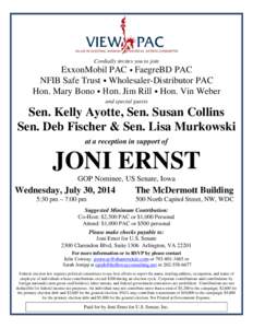 Cordially invites you to join  ExxonMobil PAC ⦁ FaegreBD PAC NFIB Safe Trust ⦁ Wholesaler-Distributor PAC Hon. Mary Bono ⦁ Hon. Jim Rill ⦁ Hon. Vin Weber and special guests