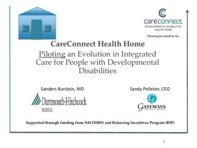 CareConnect Health Home Piloting an Evolution in Integrated Care for People with Developmental Disabilities Sanders Burstein, MD