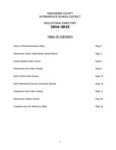 MENOMINEE COUNTY INTERMEDIATE SCHOOL DISTRICT EDUCATIONAL DIRECTORY[removed]