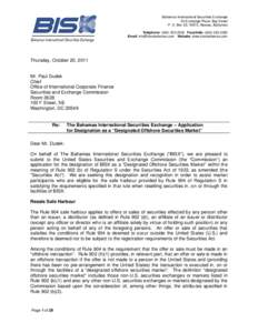 Incoming Letter: The Bahamas International Securities Exchange