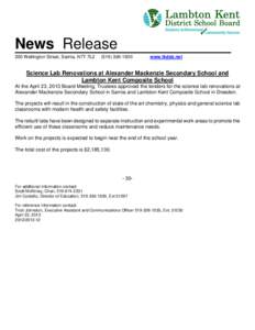 Alexander Mackenzie / Provinces and territories of Canada / Eastern Canada / Lambton Kent District School Board / Ontario / Sarnia / Lambton