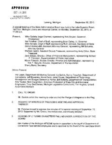 APPROVED OCT[removed]MICHIGAN STATE ADMINISTRATIVE BOARD  Lansing, Michigan
