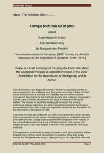 Duval High School  About ‘The Armidale Story’......... A unique book (now out of print) called