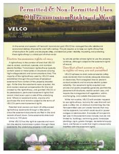 Permitted & Non-Permitted Uses Of Transmission Rights-of-Way VELCO Vermont Electric Power Company