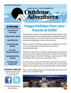 December 2013 Newsletter  In This Issue Promotions & New Hires Featured Trip Leader!