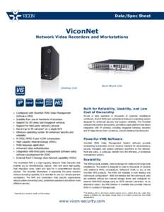 Data/Spec Sheet  ViconNet Network Video Recorders and Workstations