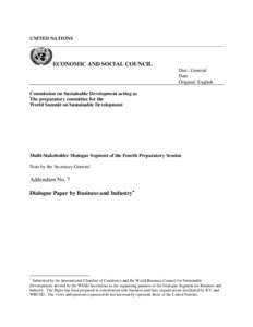 South Africa / United Nations conferences / Environmental social science / Development / World Business Council for Sustainable Development / Earth Summit / International development / Type II Partnerships / Business Action for Energy / Sustainable development / Environment / Sustainability