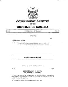 GOVERNMENT GAZETTE OF THE REPUBLIC OF NAMIBIA R 0.30