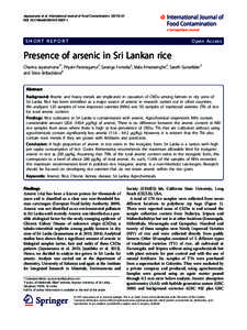 Presence of arsenic in Sri Lankan rice