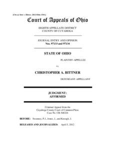 [Cite as State v. Bittner, 2012-Ohio[removed]Court of Appeals of Ohio EIGHTH APPELLATE DISTRICT COUNTY OF CUYAHOGA