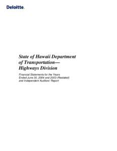 State of Hawaii Department of Transportation—