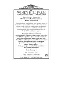 WINDY HILL FARM  NURSERY • ORCHARD • GARDEN SHOP Chionanthus virginicus Outstanding Native American White Fringetree