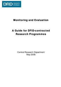 CRD Guidance on M&E for Research Programmes for DFID contracted research programmes
