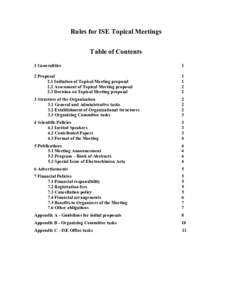 Rules for ISE Topical Meetings Table of Contents 1 Generalities 1