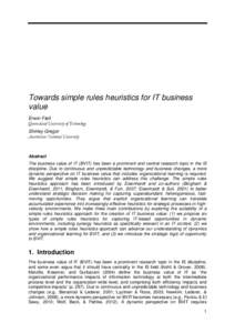 Microsoft Word - Fielt & Gregor - ISFTowards simple rules heuristics for IT business value