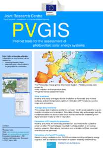 Joint Research Centre The European Commission’s in-house science service PVGIS  Internet tools for the assessment of