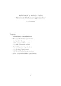 Introduction to Number Theory “Elementary Diophantine Approximation” B.O. Stratmann