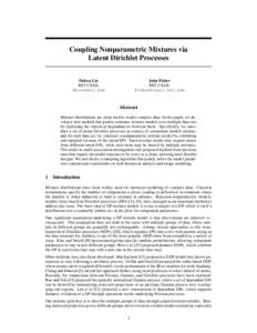 Coupling Nonparametric Mixtures via Latent Dirichlet Processes John Fisher MIT CSAIL 