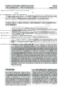 Boreal Environment Research 20: 00–00	 © 2015 ISSNprint)  ISSNonline)	Helsinki 2015 Water level regulation in winter triggers fouling of fishing nets by the diatom Aulacoseira islandica in a 