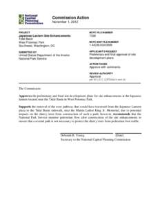 Commission Action November 1, 2012 PROJECT  NCPC FILE NUMBER