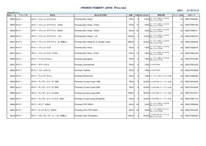 ＶRANKEN POMMERY JAPAN 『Price list』 更新日 2015年7月1日  シャンパーニュ