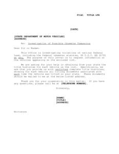 FILE:  TITLE.LTR [DATE] [STATE DEPARTMENT OF MOTOR VEHICLES]