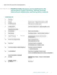 LLinE Volume XVI, issueExporting education  LLinE is a trans-European journal dedicated to the advancement of adult education, lifelong learning, intercultural collaboration and best practice research.