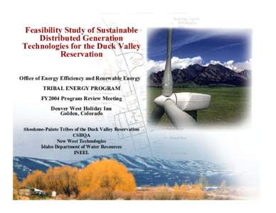 Feasibility Study of Sustainable Distributed Generation Technologies for the Duck Valley Reservation