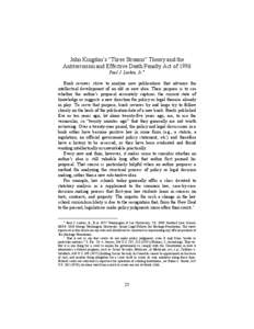John Kingdon’s “Three Streams” Theory and the Antiterrorism and Effective Death Penalty Act of 1996 Paul J. Larkin, Jr.♦ Book reviews strive to analyze new publications that advance the intellectual development o