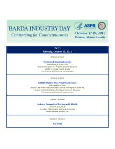 Barda Industry Day Boston Contracting for Countermeasures October 17-19, 2011