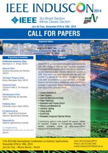 Juiz de Fora, December 07th to 10th, 2014  CALL FOR PAPERS Important dates: PAPER SUBMISSION JUNE 1st to JULY 13th