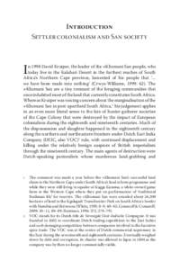 Hunter-gatherer / Khoikhoi / Bushmen / Settler colonialism / South Africa / Cape Colony / Africa / Khoisan / Colonialism