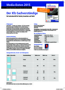 Media-Daten 2015 Anzeigentarif Nr. 10 vom 1. Januar 2015 Der Kfz-Sachverständige  Neu jetzt m