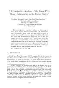 A Retrospective Analysis of the House Price Macro-Relationship in the United States∗ Ibrahim Ahamadaa and Jose Luis Diaz Sanchezb,c,d a  International Monetary Fund