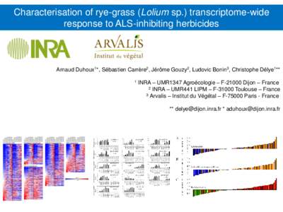 Characterisation of rye-grass (Lolium sp.) transcriptome-wide response to ALS-inhibiting herbicides Arnaud Duhoux1*, Sébastien Carrère2, Jérôme Gouzy2, Ludovic Bonin3, Christophe Délye1** 1