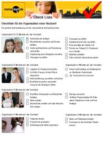 Checkliste für die Organisation einer Hochzeit Die perfekte Hochzeitsplanung mit der meinestadt.de Hochzeitscheckliste.