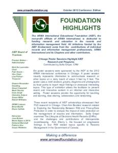 www.armaedfoundation.org  October 2012 Conference Edition FOUNDATION HIGHLIGHTS