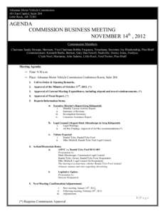 Arkansas Motor Vehicle Commission 101 East Capitol, Suite 204 Little Rock, ARAGENDA COMMISSION BUSINESS MEETING