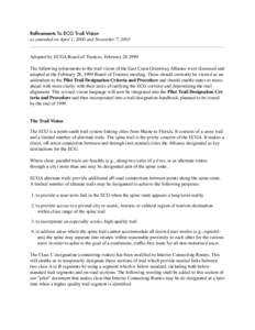 Refinements To ECG Trail Vision as amended on April 1, 2000 and November 7, 2003 _________________________________________________________________________________ Adopted by ECGA Board of Trustees, February 28,1999 The f