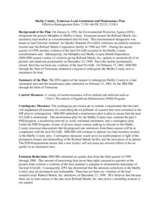 United States Environmental Protection Agency / Geography of the United States / National Ambient Air Quality Standards / Non-attainment area / United States / Shelby County /  Tennessee / Shelby County / Shelby / Memphis /  Tennessee / Memphis metropolitan area / Air pollution in the United States / Environment of the United States