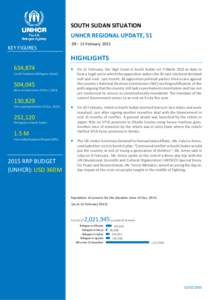 SOUTH SUDAN SITUATION UNHCR REGIONAL UPDATE, 51 KEY FIGURES 09 – 13 February 2015