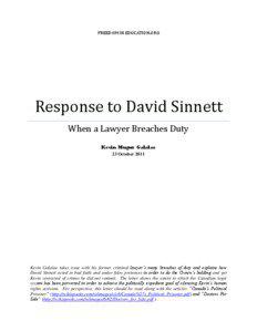 FREEDOM IN EDUCATION.ORG  Response to David Sinnett