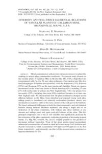 RHODORA, Vol. 116, No. 967, pp. 283–322, 2014 E Copyright 2014 by the New England Botanical Club DOI: ; first published on-line September 2, 2014. DIVERSITY AND SOIL-TISSUE ELEMENTAL RELATIONS OF VASCULAR 