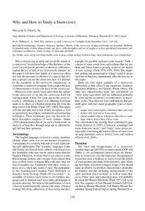 Why and How to Study a Snowcover WILLIAM O. PRUITT, JR. Taiga Biological Station and Department of Zoology, University of Manitoba, Winnipeg, Manitoba R3T 2N2 Canada