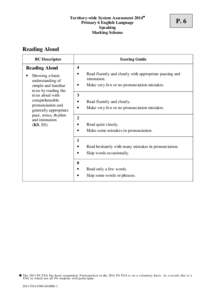 Territory-wide System Assessment 2014◈ Primary 6 English Language Speaking Marking Scheme  P. 6