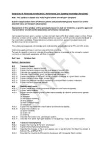Subject No 48 Advanced Aerodynamics, Performance and Systems Knowledge (Aeroplane)