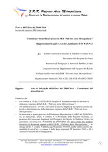 Prot. nPres delInviata alle rispettive PEC istituzionali Commissari Straordinari presso la SRR “Palermo Area Metropolitana” Rappresentanti Legali ex Ato in Liquidazione PA1-PA3-PA4