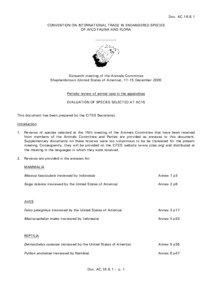 Doc. AC[removed]CONVENTION ON INTERNATIONAL TRADE IN ENDANGERED SPECIES OF WILD FAUNA AND FLORA