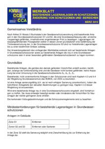 KVU CCE CCA MERKBLATT BESTEHENDE LAGERANLAGEN IN SCHUTZZONEN;