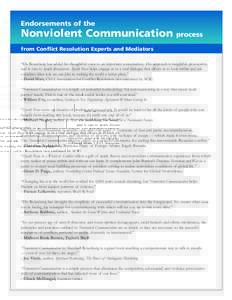 Endorsements of the  Nonviolent Communication process